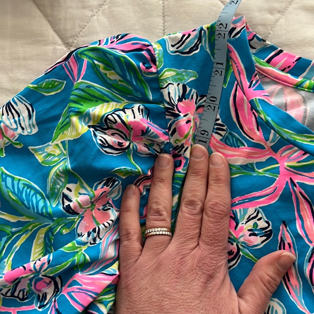 Lilly Pulitzer Rhett Top Womens Keep On Beliefing Formentera Turquoise M - Picture 13 of 16